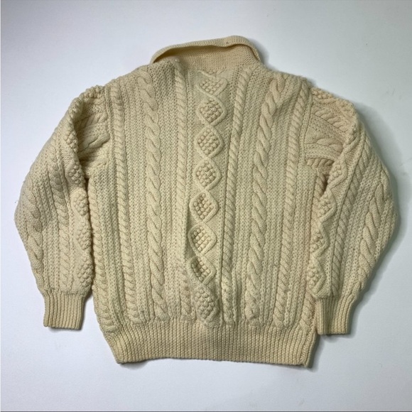 Men’s Vintage Wool Fisherman Cable Knit Cardigan Sweater - Picture 5 of 13